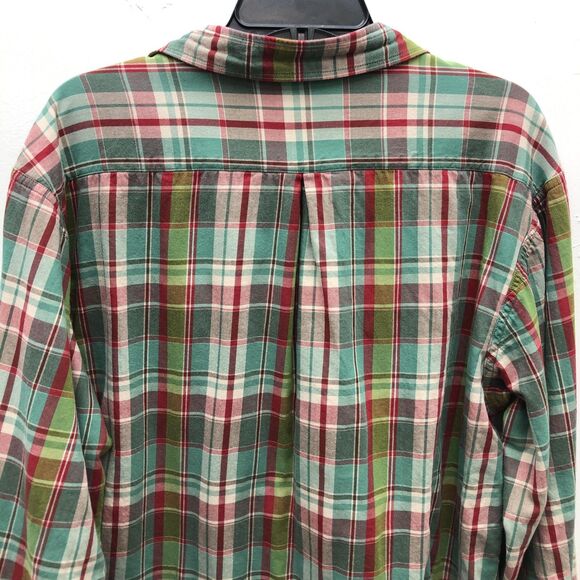 Carbon2Cobalt Shirt Mens Large Green Red Plaid Button Up Flannel Pocket Comfort - Picture 9 of 12